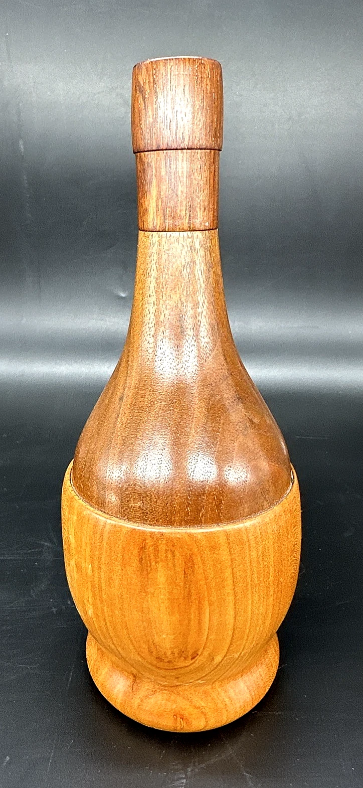 Handmade Two Tone Wood Pepper Grinder 9" Artist Signed Stainless Made in USA