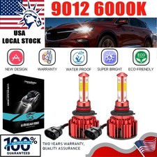 10000K 9012 HIR2 LED Headlight Bulbs Kit High Low Beam Super Bright Combo White