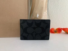 NWT  Coach CW368 Men's Compact Billfold Wallet In Signature Canvas & Leather