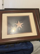 Texas Lone Star Framed Art Print 14x17 – Rustic Western Texas Decor – Brown Wood