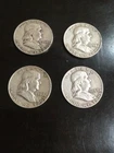 Franklin Silver Half Dollar Lot of 4: 1952 1958 1959 1959