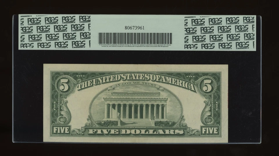 DBR 1963 $5 Legal Fr. 1536 PCGS 53 PPQ Serial A57138154A - Image 2 of 2