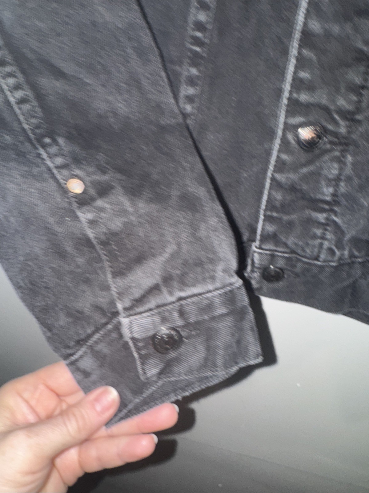 Zara Wool Lined Black Denim Button Down Jacket Sz… - image 3