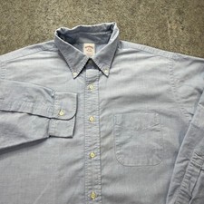 Brooks Brothers Oxford Shirt Men 18 - 34 Blue Solid Traditional Fit OCBD USA