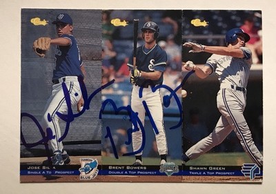 1994 Classic Games Toronto Blue Jays Silva Bowers Green AUTOGRAPHE SILVA /BOWERS