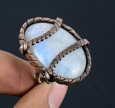 Moonstone Handmade Gemstone Copper Wire Wrap Ring Jewelry Gift For Sister
