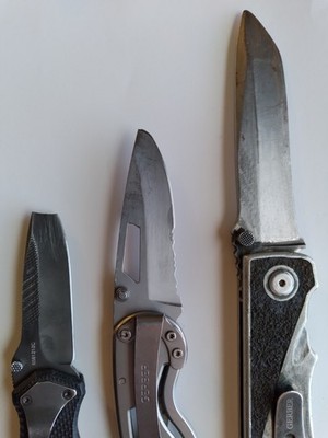 Lot of 3 Gerber  Knives - 2 have a broken tip all manual open