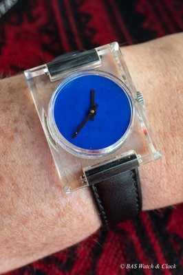 Lucerne Swiss Lucite Acrylic Mechanical Watch Stuart Semple Klein Blue Serviced