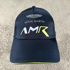 Aston Martin Racing Hat Cap Strap Back Mens Navy Yellow Motorsport AMR Mesh