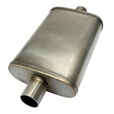 409 Stainless Steel Straight-Through Perforated Core Muffler - 2.5in Argent