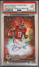 BRYCE YOUNG RED /5 AUTO RC 2022-23 BOWMAN U INCEPTION PRIMORDIAL AUTOGRAPH PSA 9