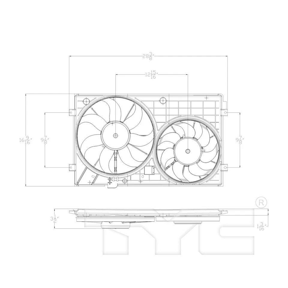 Conjunto de ventilador de radiador y condensador doble TYC para Volkswagen Jetta 2005-2014 Foto 4 de 4