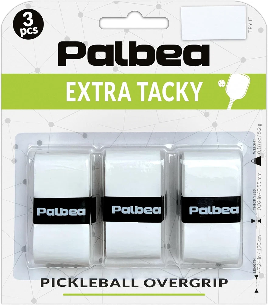 Pickleball Overgrip Tape - Pack of 3/6/12/22/60 - Extra Tacky White Pickleball