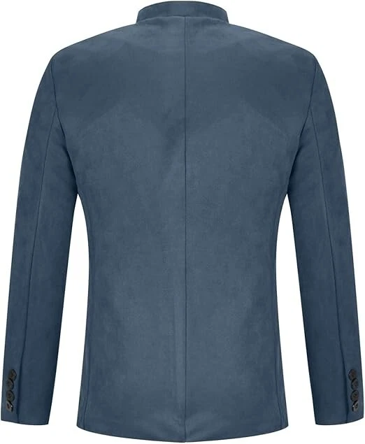 Blazer Formal Para Hombre Gamuza Azul Hecho a Mano Piel de Cordero Genuina Elegante Formal Causal Foto 2 de 4