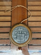 Zinn Wand Bild Holz Leder Ostfriesland Wappen