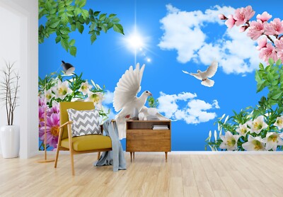 3D Sunflower Branches ZHUA6127 Wallpaper Wall Murals Removable Self-adhesive Ann