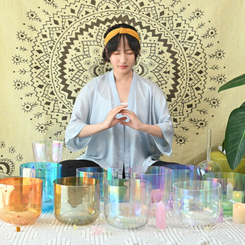 CVNC 6 Inch Chakra Alchemy Color Cosmic Clear Crystal Sing Bowl Sound Heal Reiki - Picture 2 of 24
