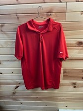 Mens Nike Golf Tour Performance Dri Fit Red White Striped Golf Shirt XL