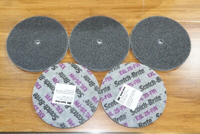 (5) 3M Scotch Brite EXL Unitized Deburring Blending Wheel 2S Fine 4  x 1/4 x1/4 