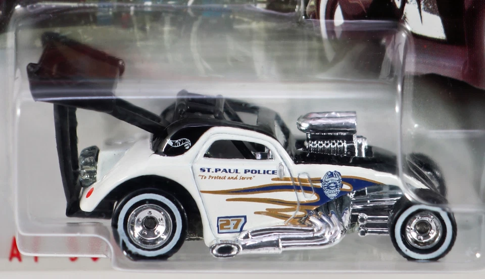 Varillas de policía Hot Wheels Fiat 500C St. Paul, Departamento de Policía de Minnesota - 26605 NRFP 1999 blancas Foto 2 de 4