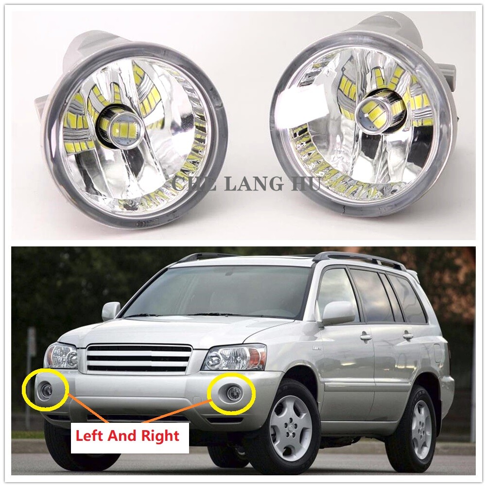 Pair For Toyota Highlander 2004 2005 2006 2007 LED Fog Light Lamp With ...