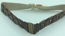 Sonoma Women's Brown Genuine Leather Belt With Elastic Back And Brass Clasp-NWT