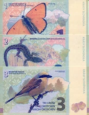 Slovakia lot 1,2,3 groschen Matej Gabris fun art notes 2021