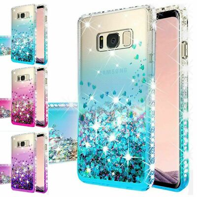 For Samsung Galaxy S7 Edge Case Hybrid Luxury Liquid Glitter Bling Phone Cover