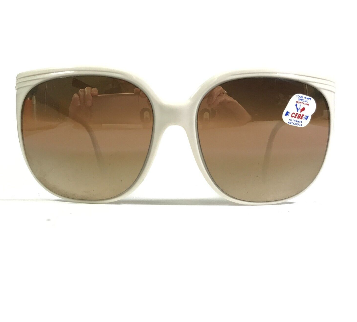 Vintage Cebe Sunglasses White Square Frames with Brown 