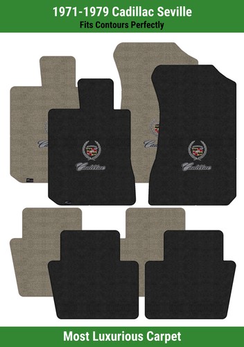 Lloyd Luxe Front & Rear Mats for '71-79 Seville w/Cadillac Crest 2 Silver/Black