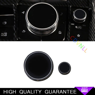 Central Console Multimedia Knob Trim 2* For Mazda CX~30 2020~2022 Black Aluminum