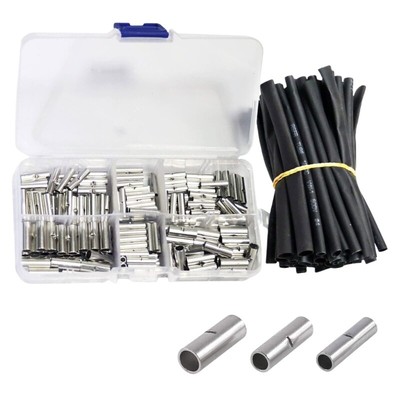 200Pcs Tin Plated Wire Terminals Set with 45 Heat Shrink Tubes for Circuit