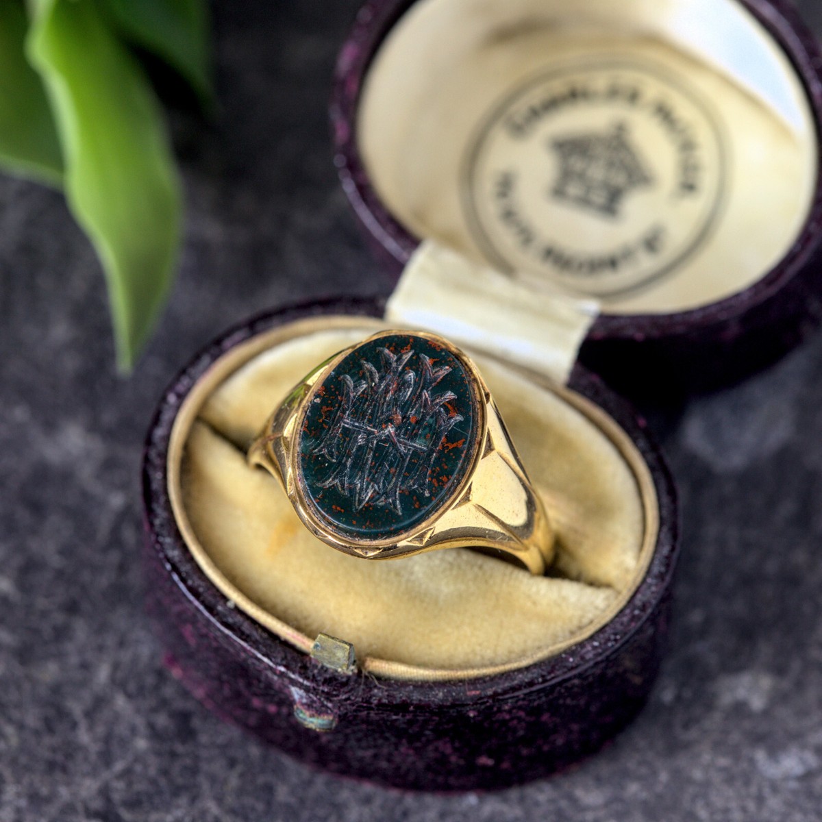 ANTIQUE VICTORIAN ENGLISH 18K GOLD SIGNET PINKY RING MONOGRAM HAM 