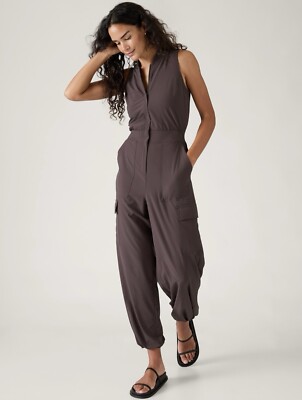 ヴェルディ×ATHLETA Athleta size 4T 4 Tall Brooklyn Utility Jumpsuit Shale #824834 | eBay