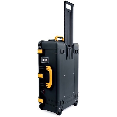 Black & Yellow Pelican 1595 Air case, empty.  With wheels.