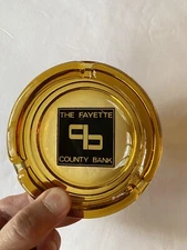 The Fayette County Bank GLASS ASHTRAY tennessee tn banking 