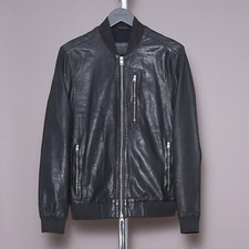 ALL SAINTS Kino Leather Jacket Mens SMALL Black Biker Bomber Celebrity Grail