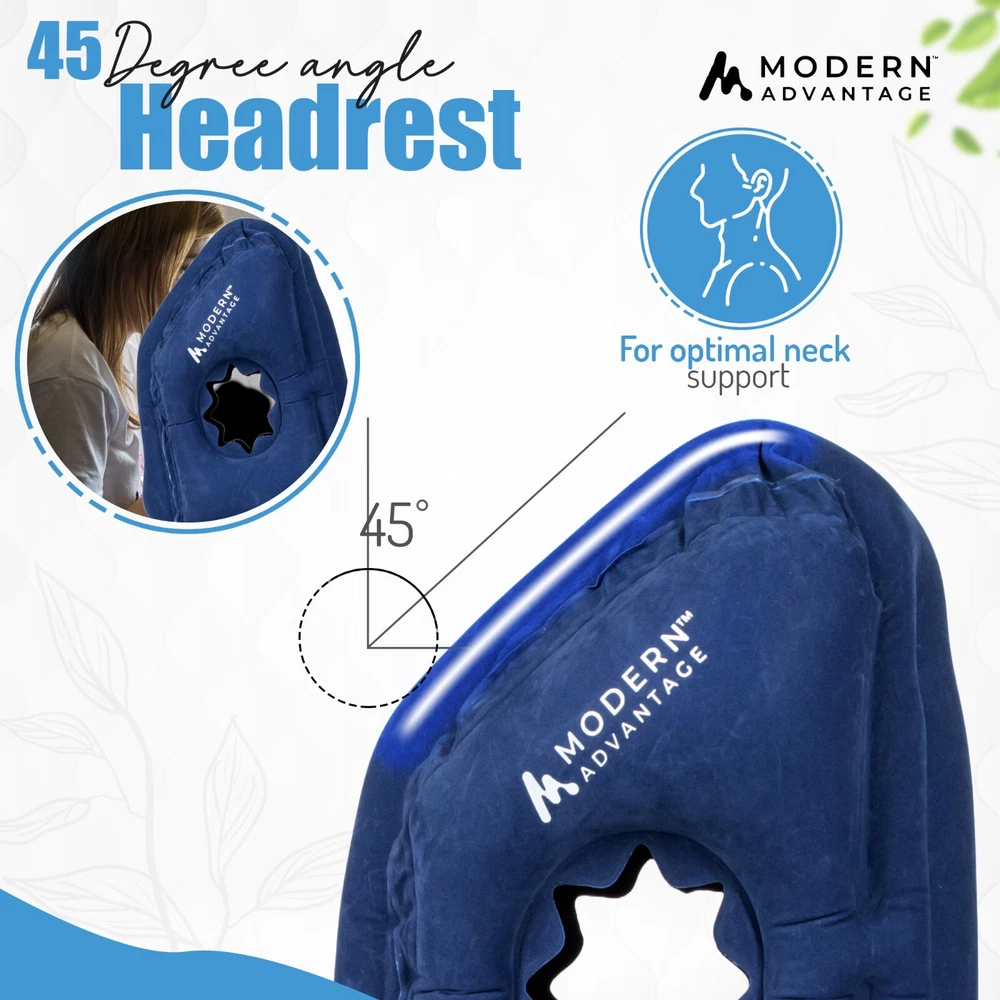 Inflatable Travel Pillow 2-Pack with Extra Bottom Blue Free Shipping