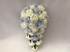 Wedding Flowers Ivory Rose Crystal Bouquet, Bride, Bridesmaid, Flower-Girl Wand