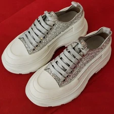 Size 5 - Alexander McQueen Tread Slick Lace Up Holo Silver Glitter