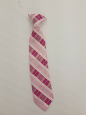 Clip On Necktie Child Size Pink Plaid Blue Stripe