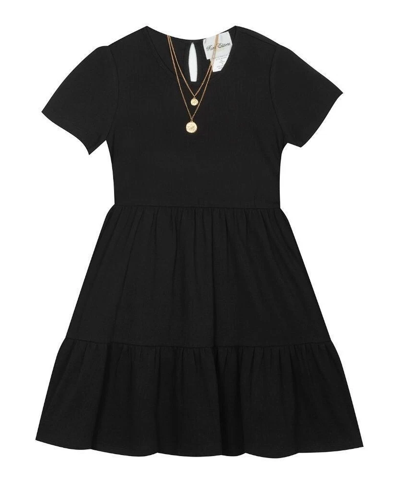 Новый с Ярлыками редкая издания девочек 12 клетку кардиган короткий рукав черный платье комплект ожерелье - Изображение 2 из 4