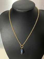 Edelstahl Collier Kette gelbvergoldet Süßwa...
