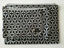 NEW Enchante Accessories Trio Cosmetic Makeup Travel Bag Set Mod Glitter Star