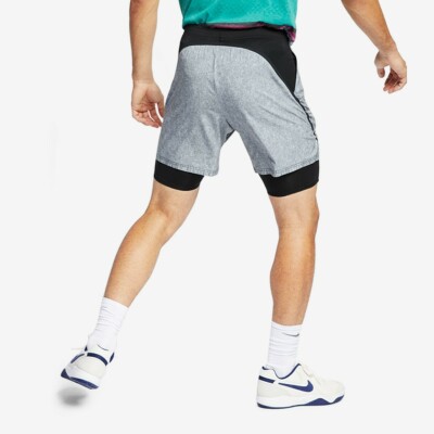 Nike Court Flex Ace 2 in 1 Pro Tennis Shorts Sz XS Grey Black New