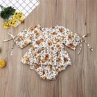 Infant Baby Girls Flowers Romper Dress Short Sleeve Clothing Girl Jumpsuit
