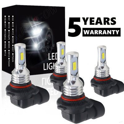 9005 9006 LED Headlights Kit Combo High Low Beam Bulbs 10000K Super White Bright