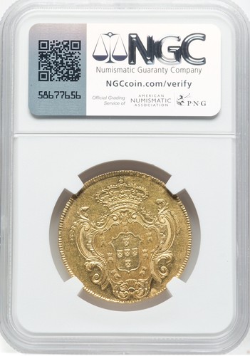 Brazil Maria I 6400R 1805-R “Gold Coin” NGC: AU 58. #C1019 - Picture 2 of 4