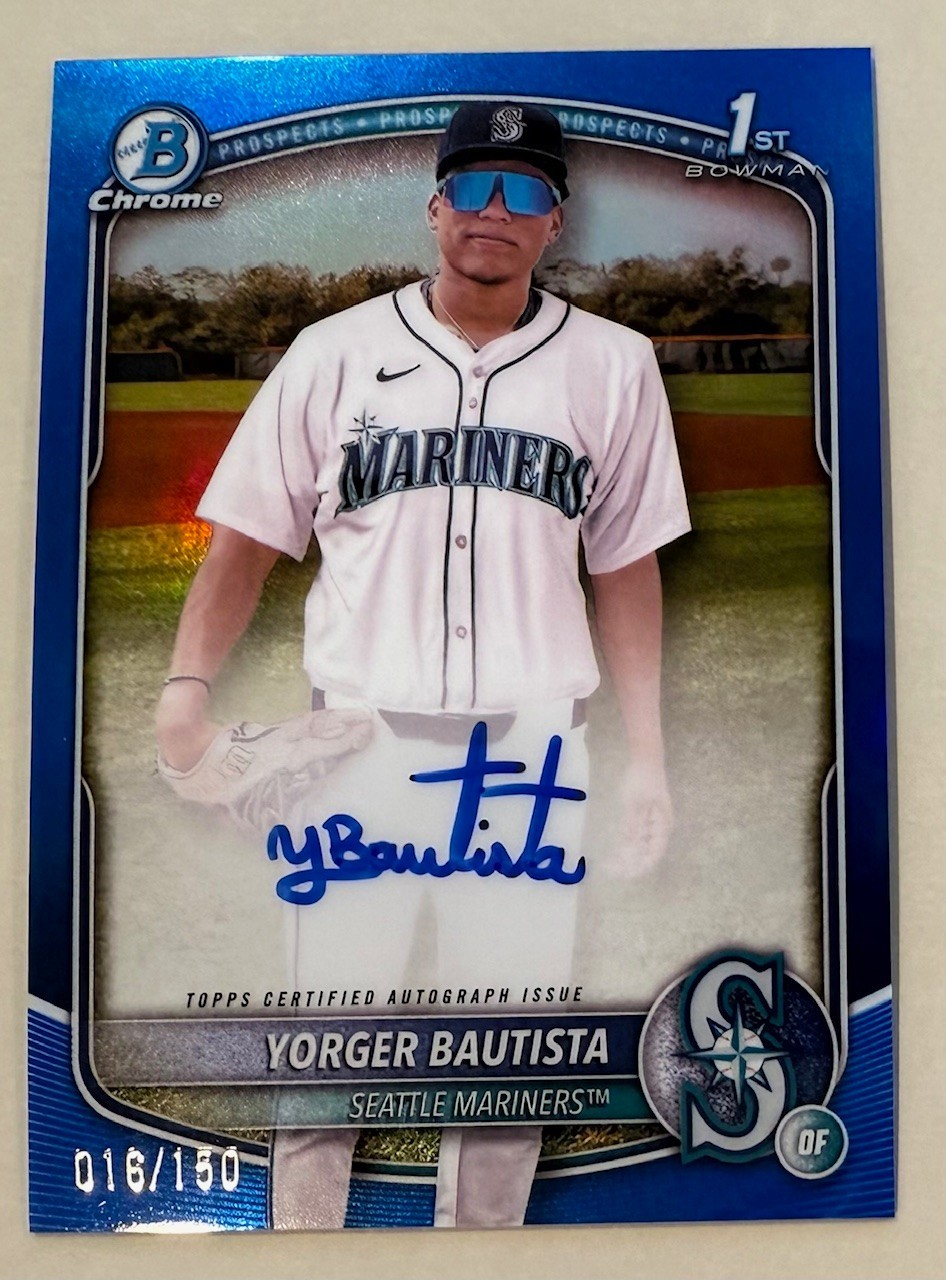 2025 Bowman Chrome Yorger Bautista Auto Blue Refractor 1st Prospect #16/150
