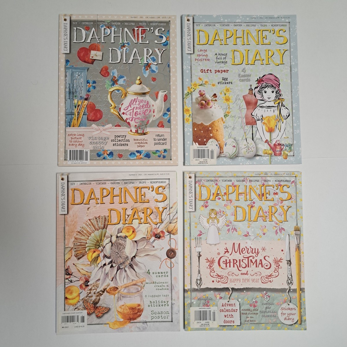 Lot of 4 Daphne's Diary Magazine Issues 2020 & 2021 Complete